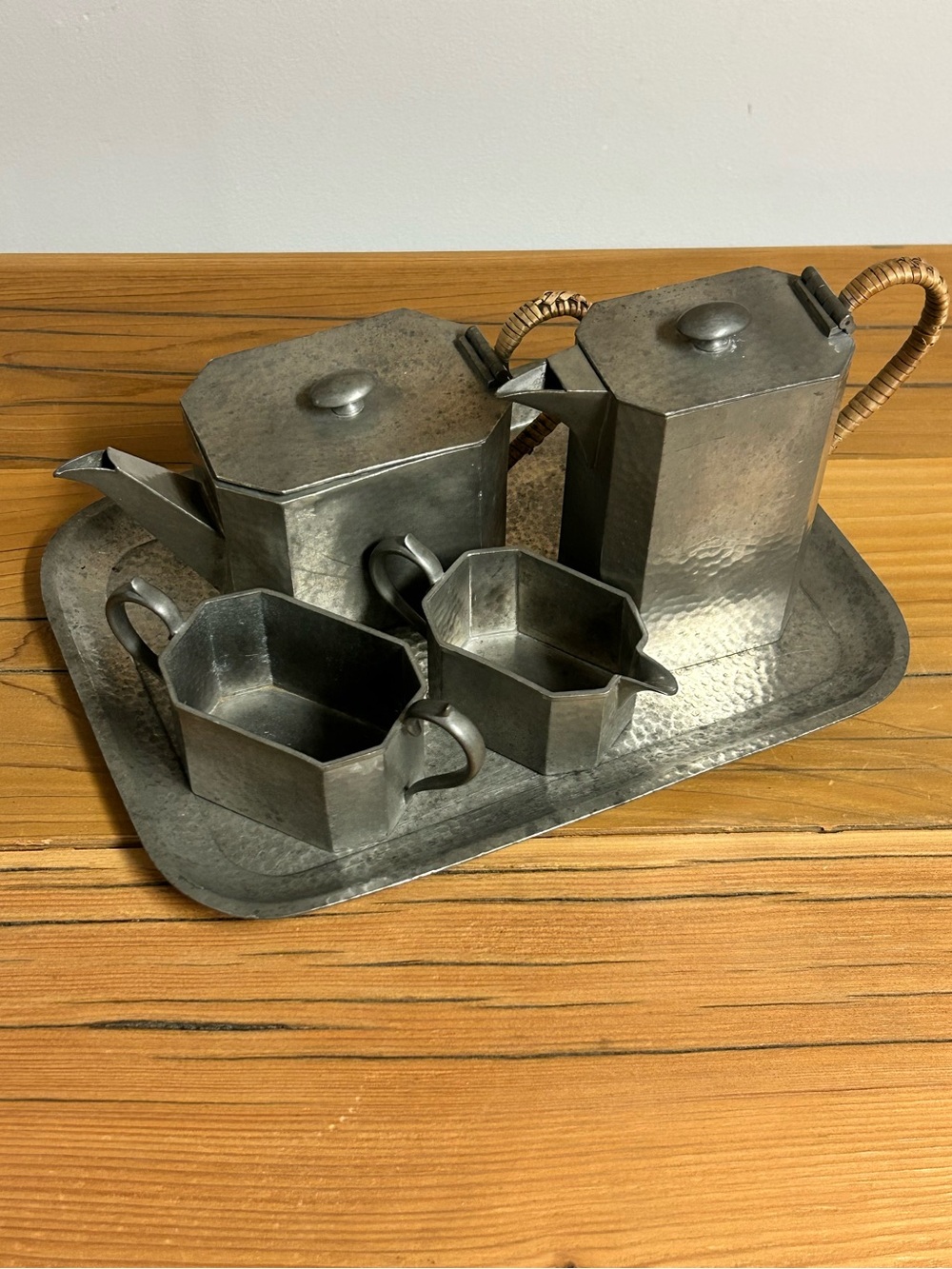 Vintage Civic Pewter Art Deco Tea & Coffee Set – 5 Piece England